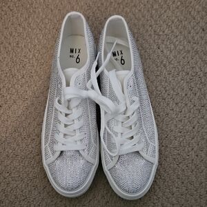 Brand New Mix No. 6 Women's Shimmering Silver and White Sneakers SZ 10